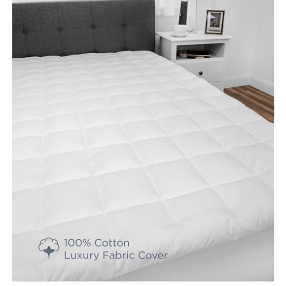 SensorPEDIC Luxury Top Loft Gel Fiber Mattress Pad, Full, White - Picture 4 of 9